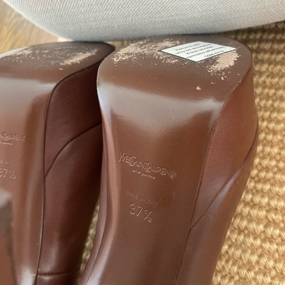 Yves Saint Laurent Leather Peep Toe Heels - Picture 11 of 12